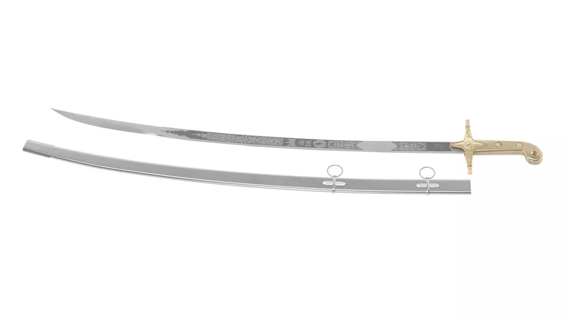 Scimitar japanese samurai sword Low-poly 3D model_0