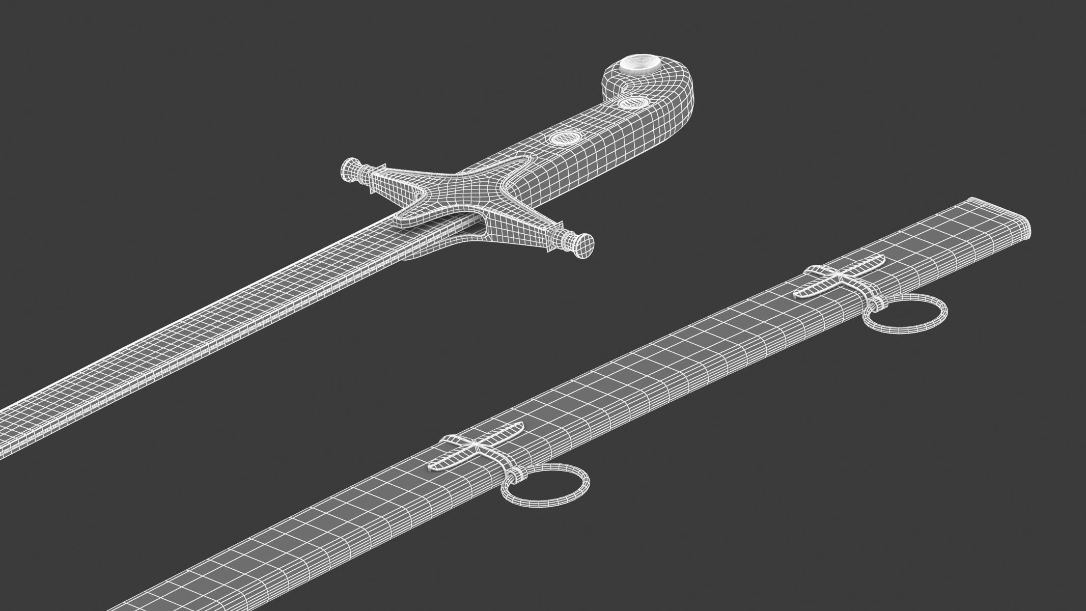 Scimitar japanese samurai sword Low-poly 3D model_17