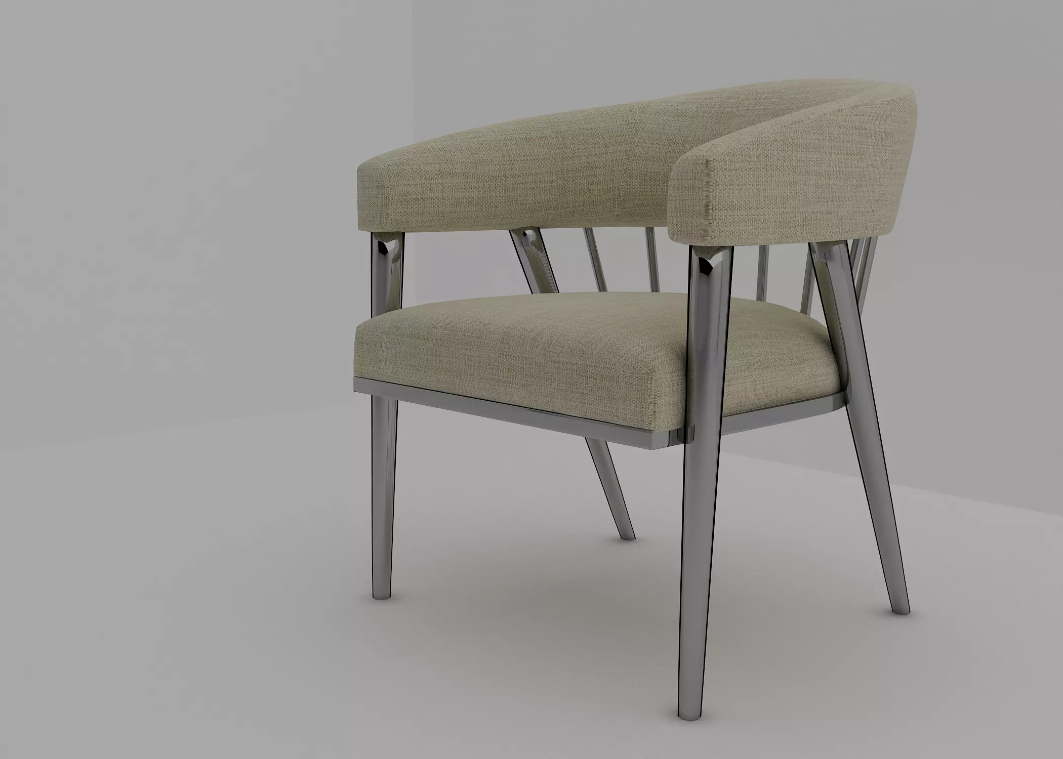 armchair modern chair with chrome legs and upholstery Free 3D model_0