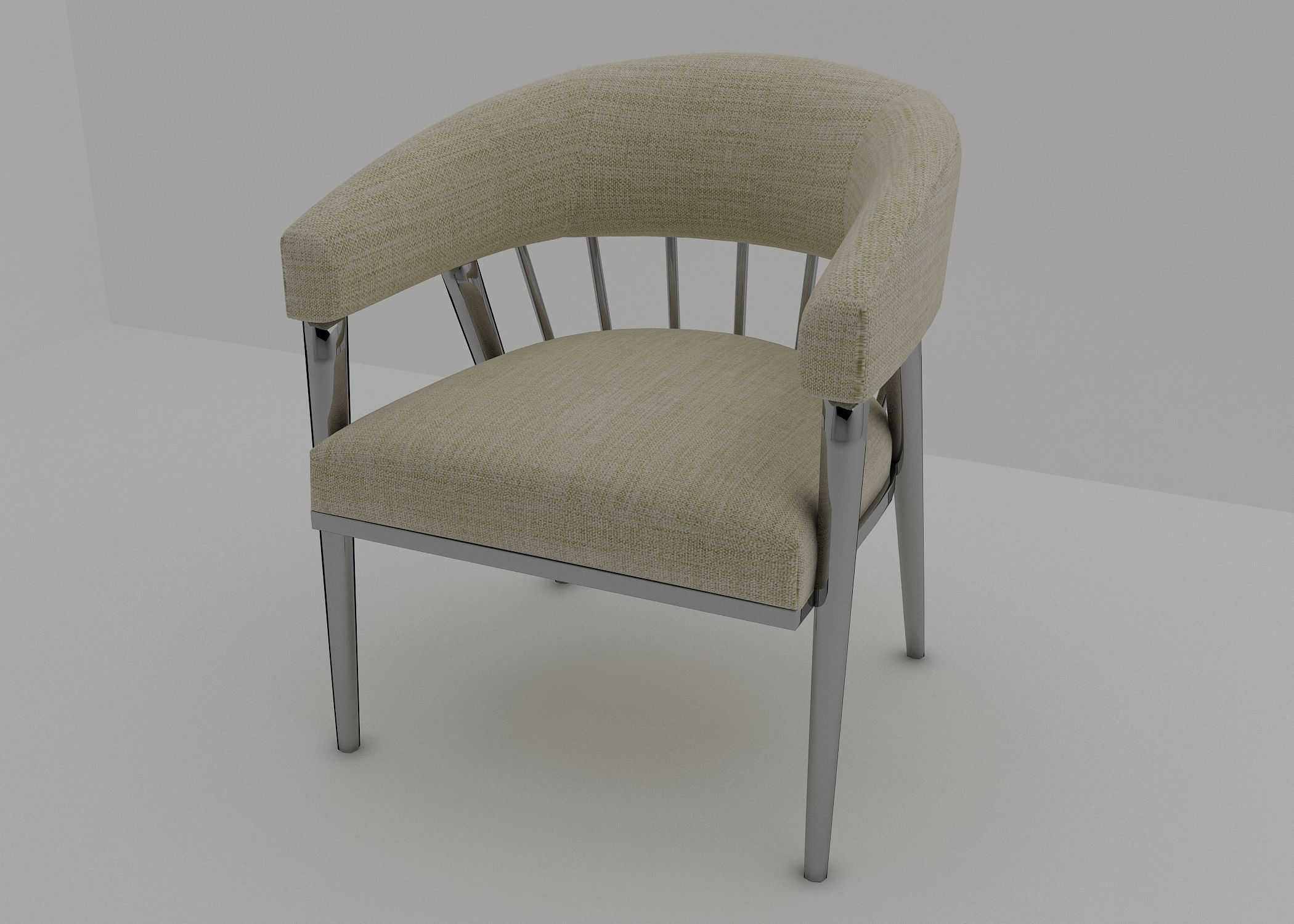 armchair modern chair with chrome legs and upholstery Free 3D model_5