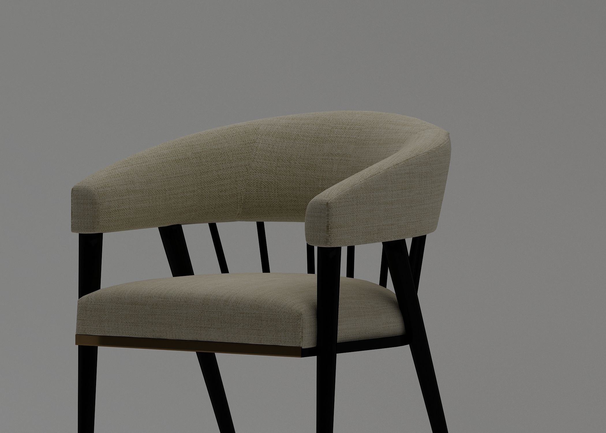 armchair modern chair with chrome legs and upholstery Free 3D model_3