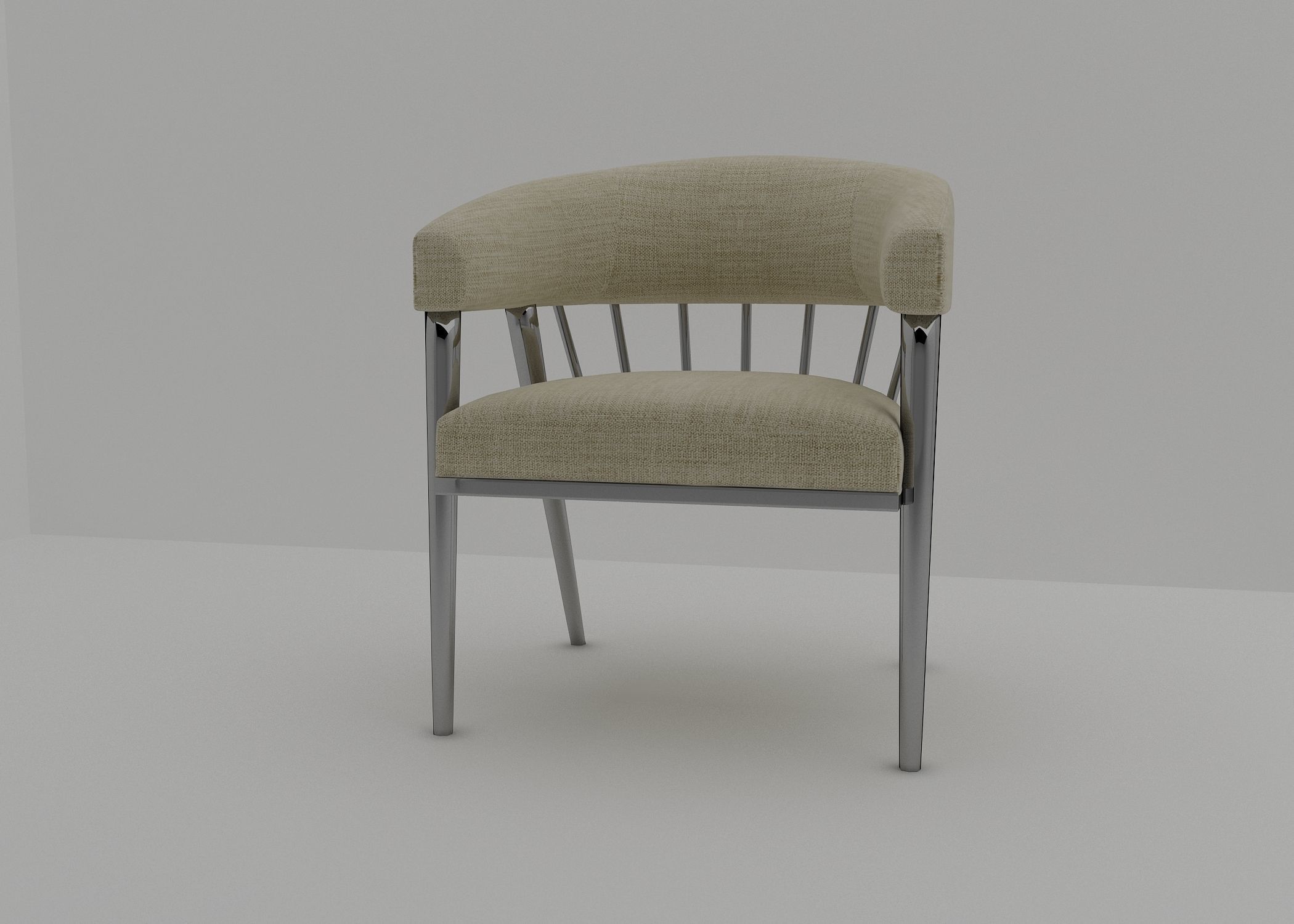 armchair modern chair with chrome legs and upholstery Free 3D model_4