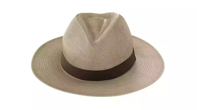 Sun Straw Fedora Hat Low-poly 3D model