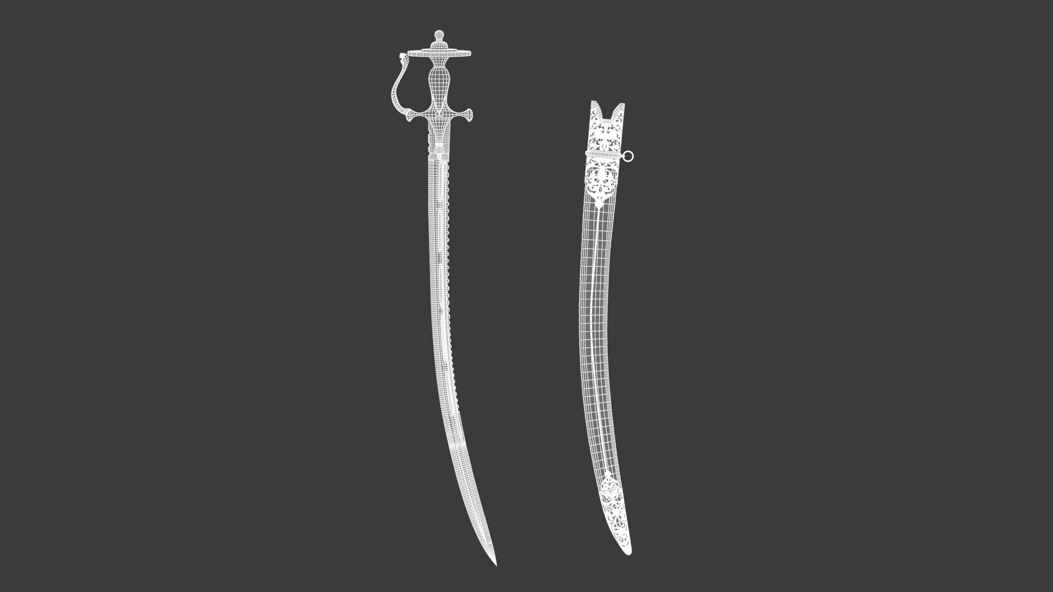 Talwar Sword Low-poly 3D model_14