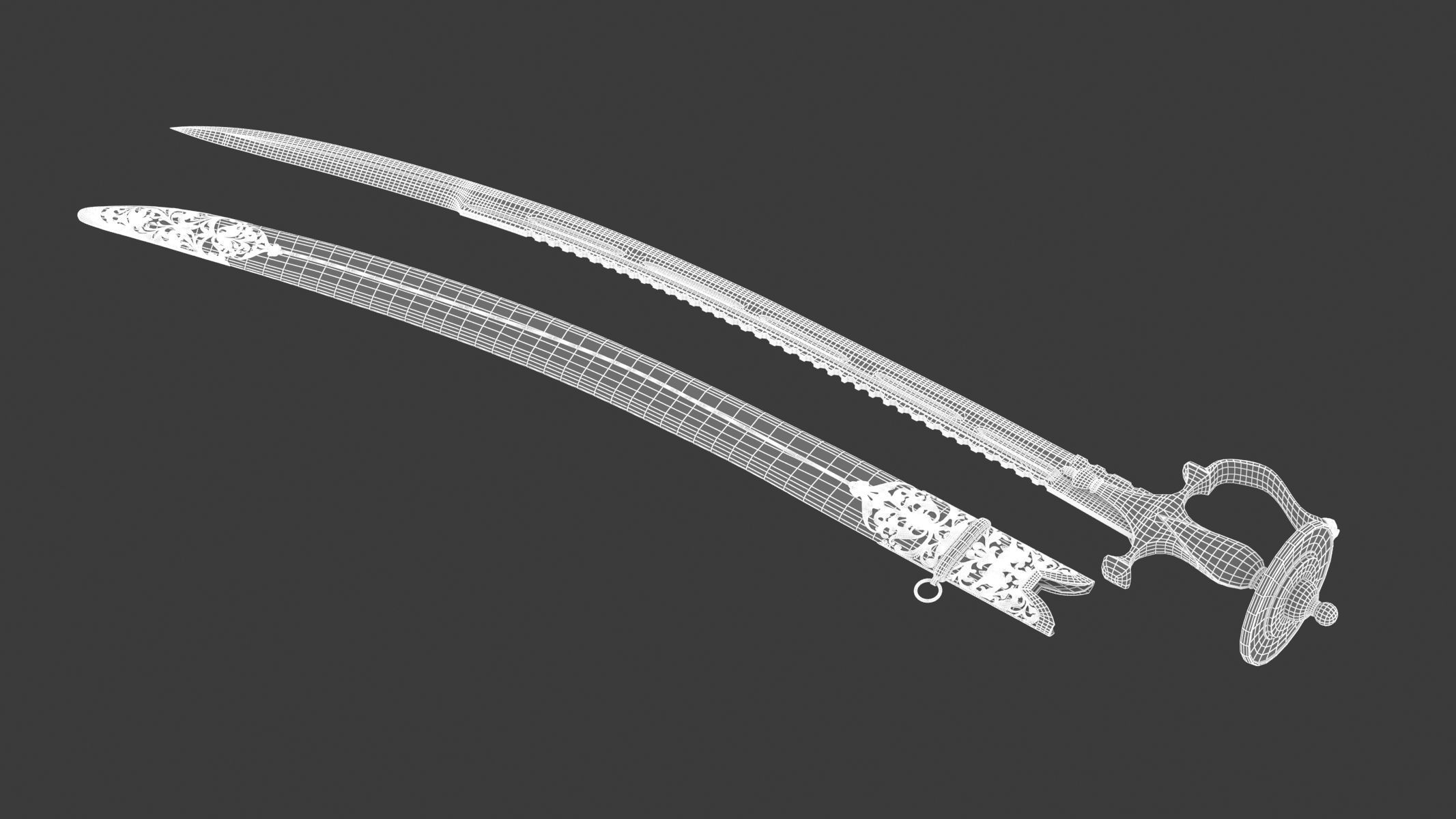 Talwar Sword Low-poly 3D model_11