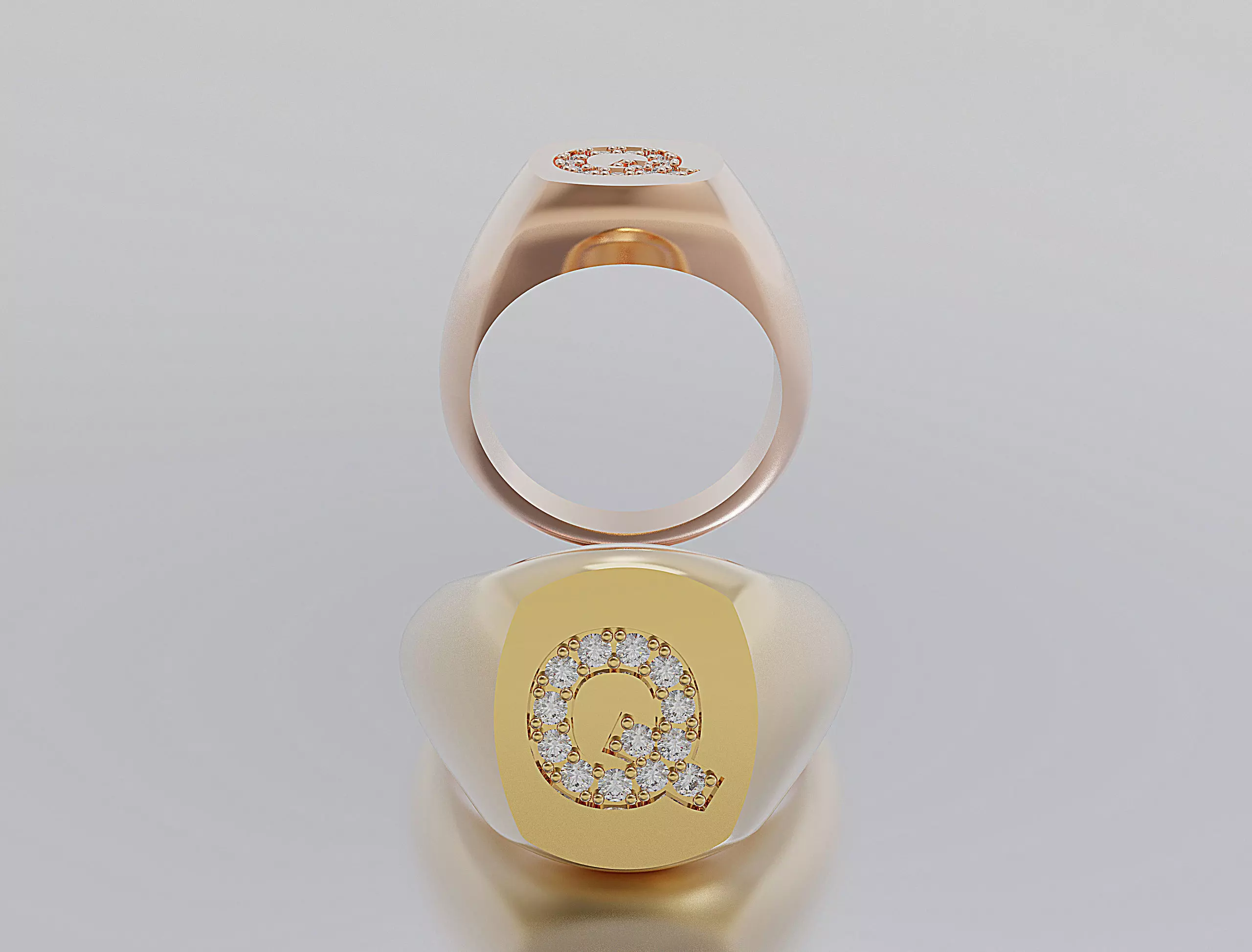 Letter Ring 3D print model_0