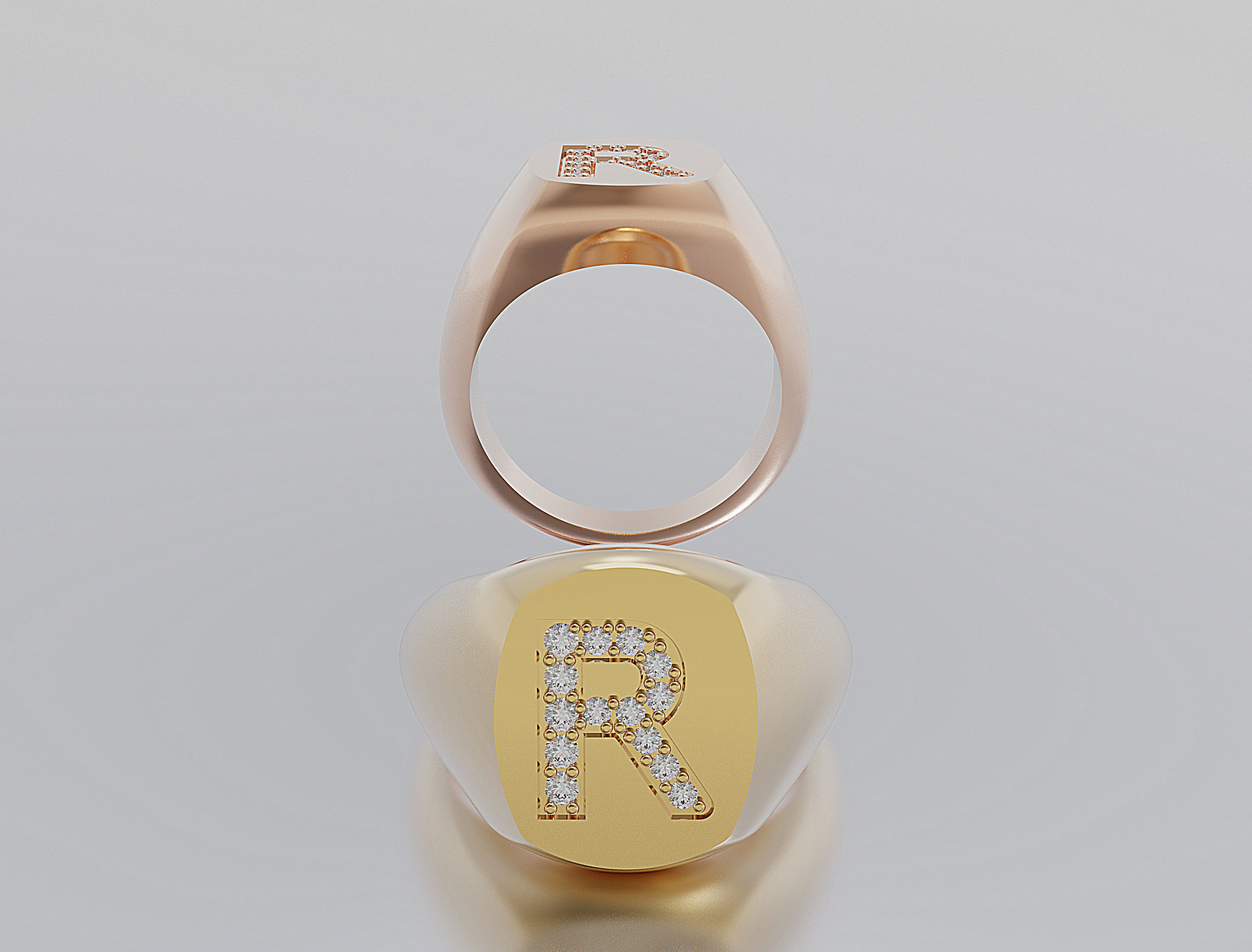 Letter Ring 3D print model_1