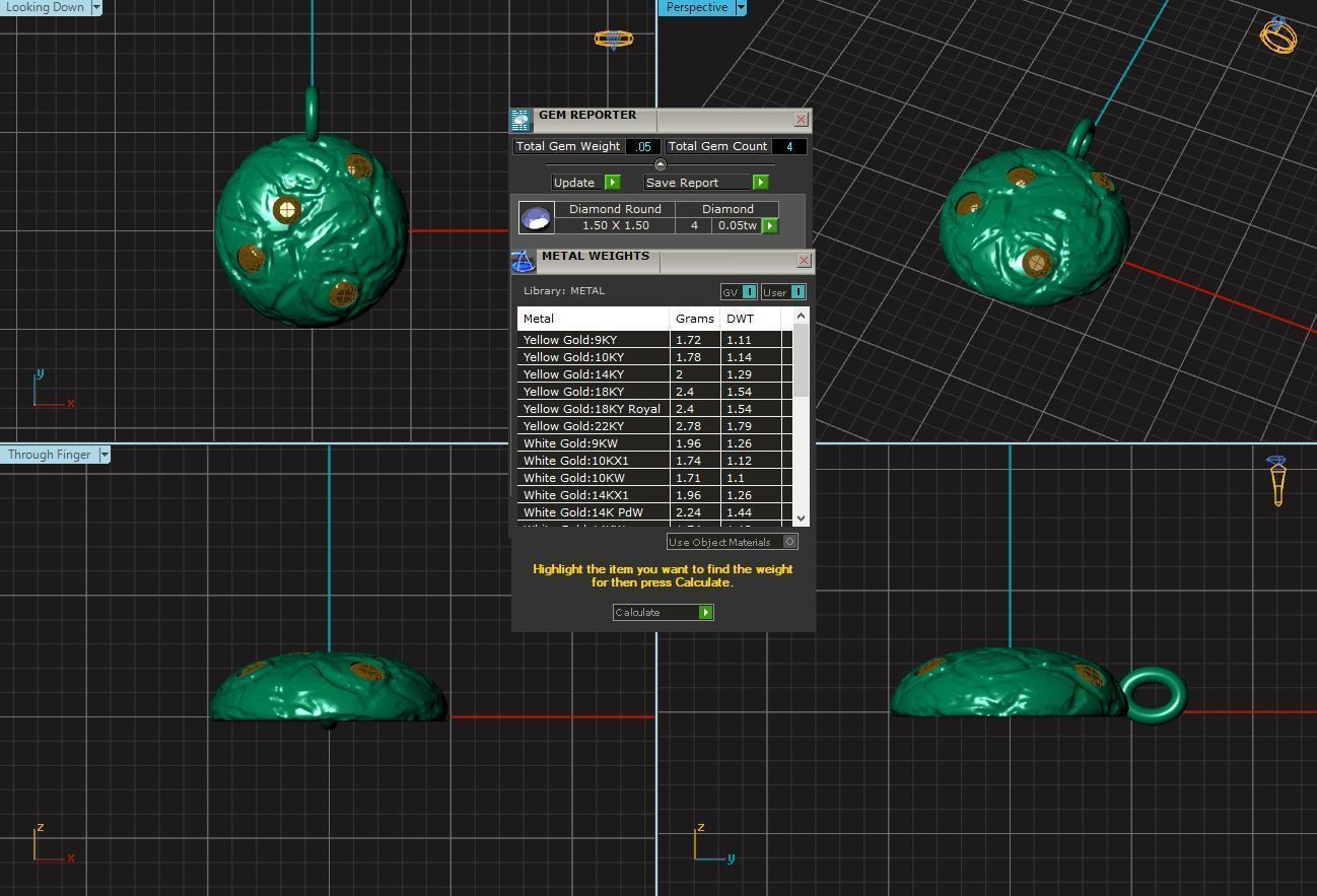 cookie sterling silver pendant with stones 3D print model_4