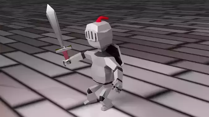 Low-Poly Knight Sword Shield