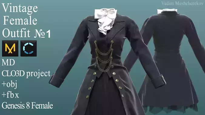Vintage Female Outfit 1 3D model