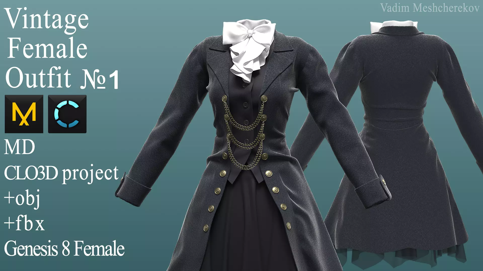 Vintage Female Outfit 1 3D model_0