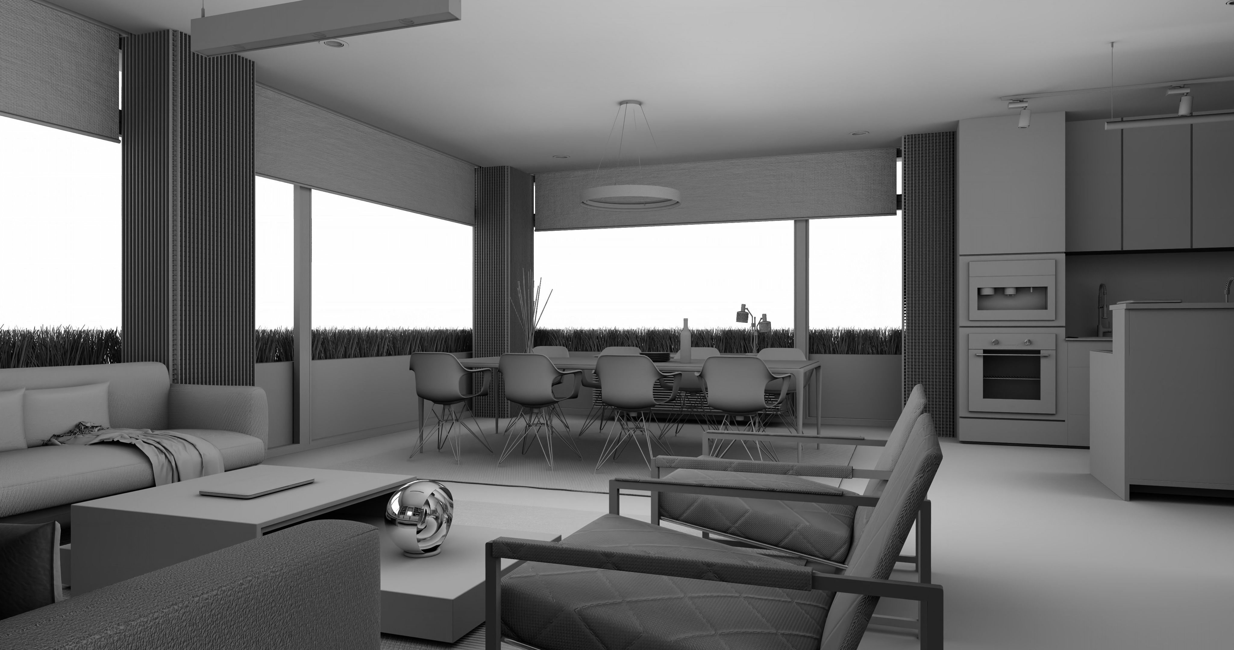 Modern living - B4 3D model_12