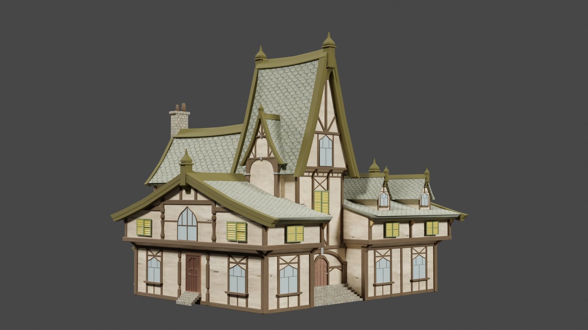 Medieval house 3D model_1