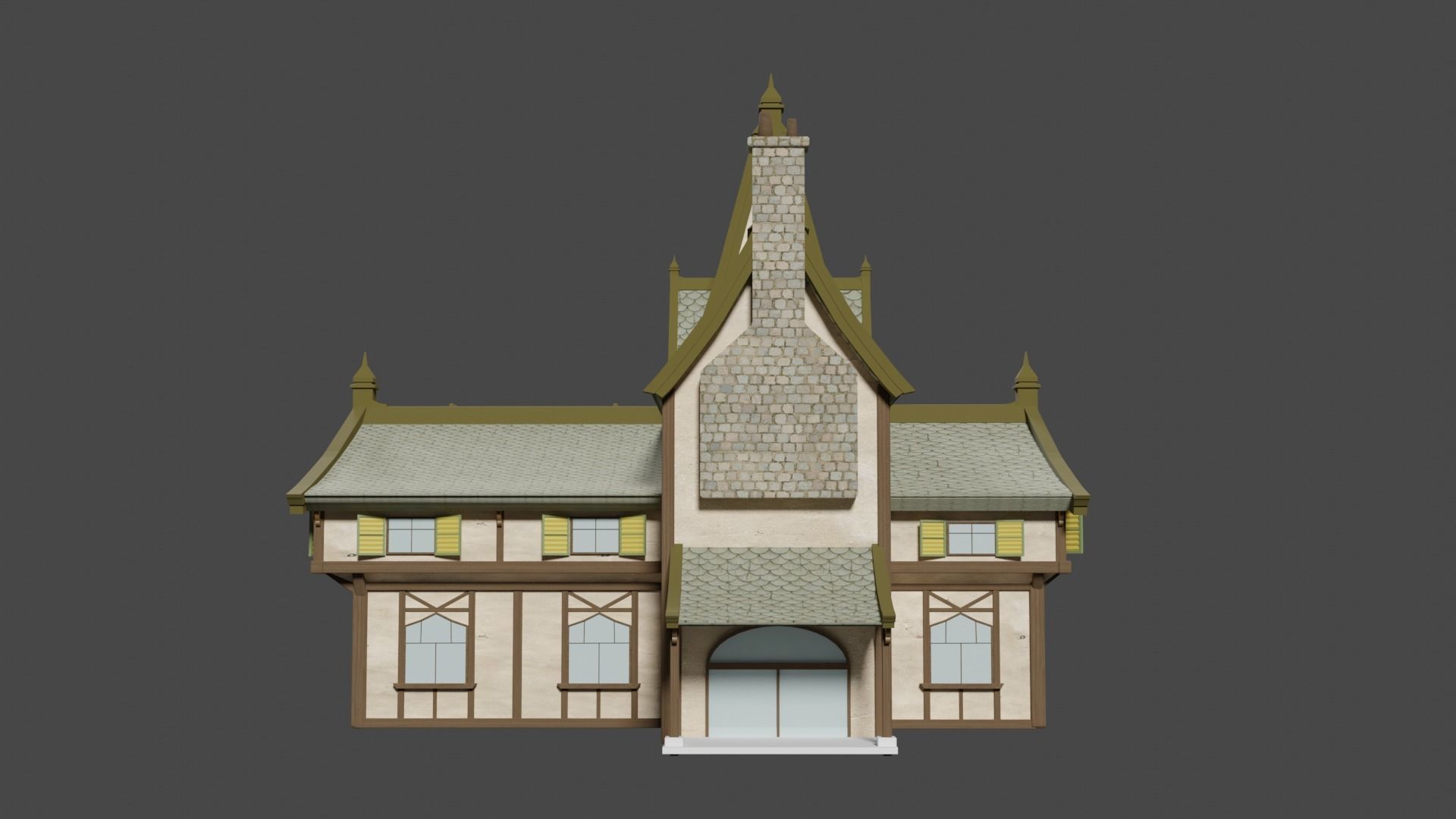 Medieval house 3D model_3