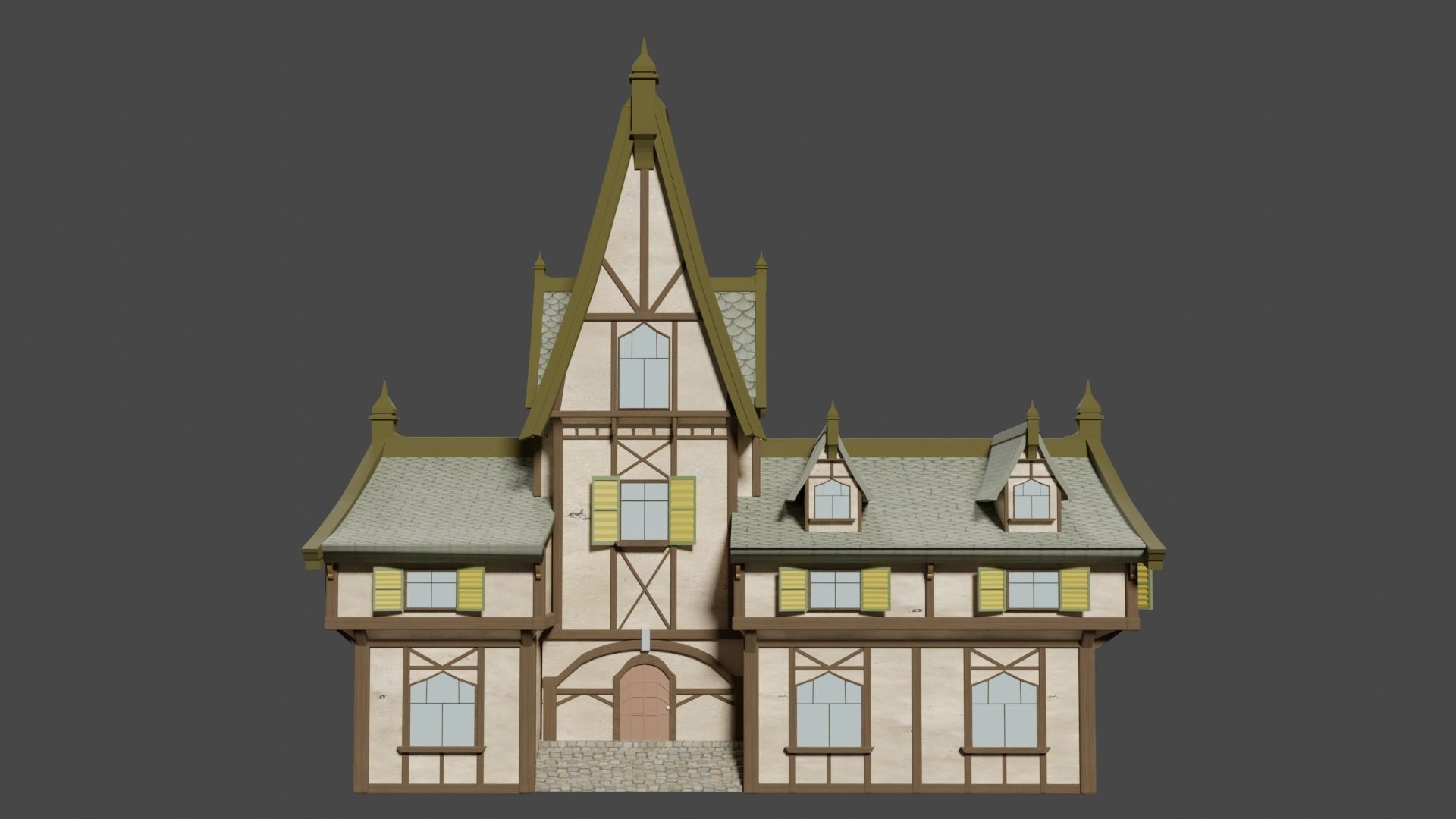 Medieval house 3D model_2