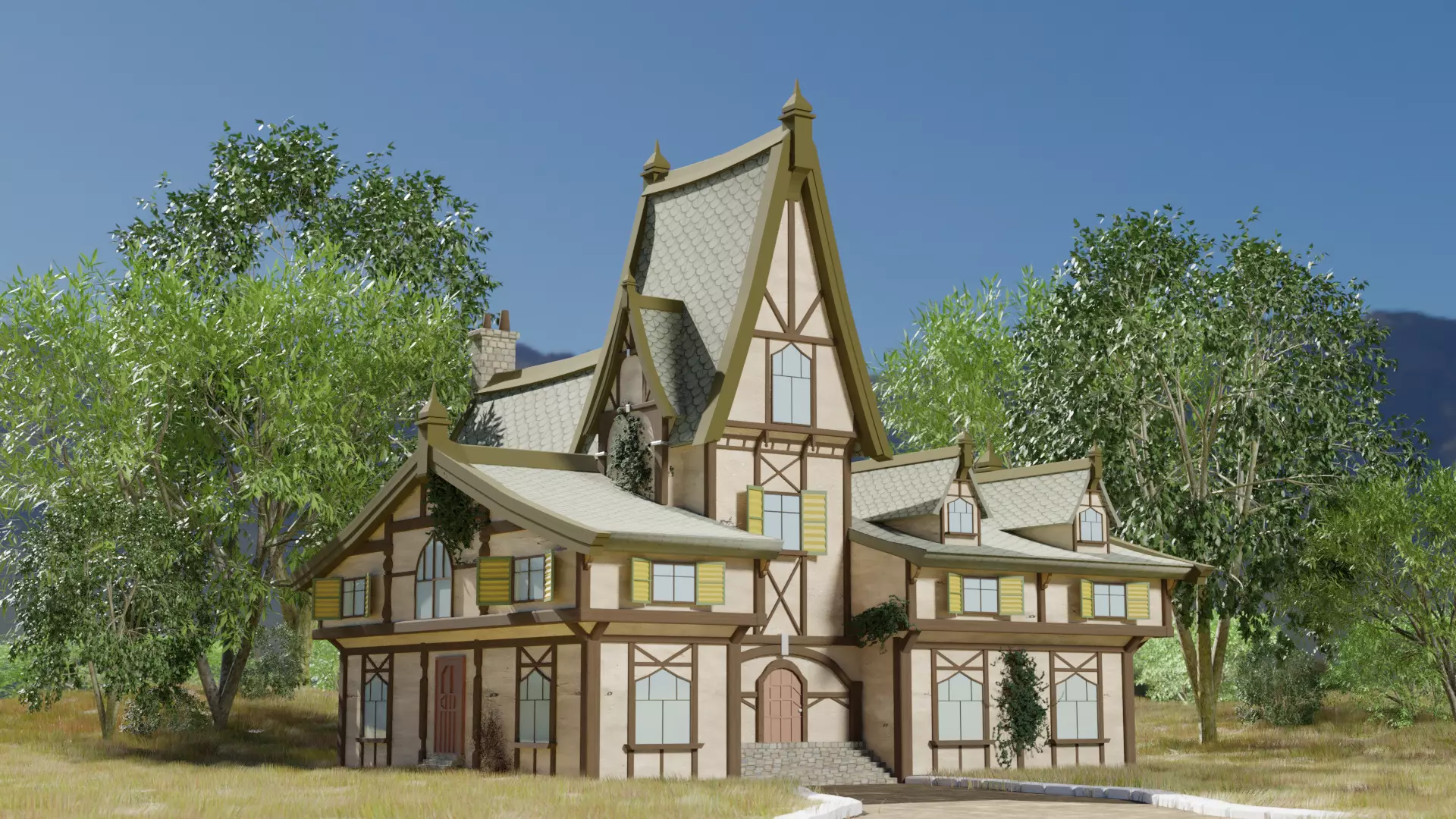 Medieval house 3D model_0