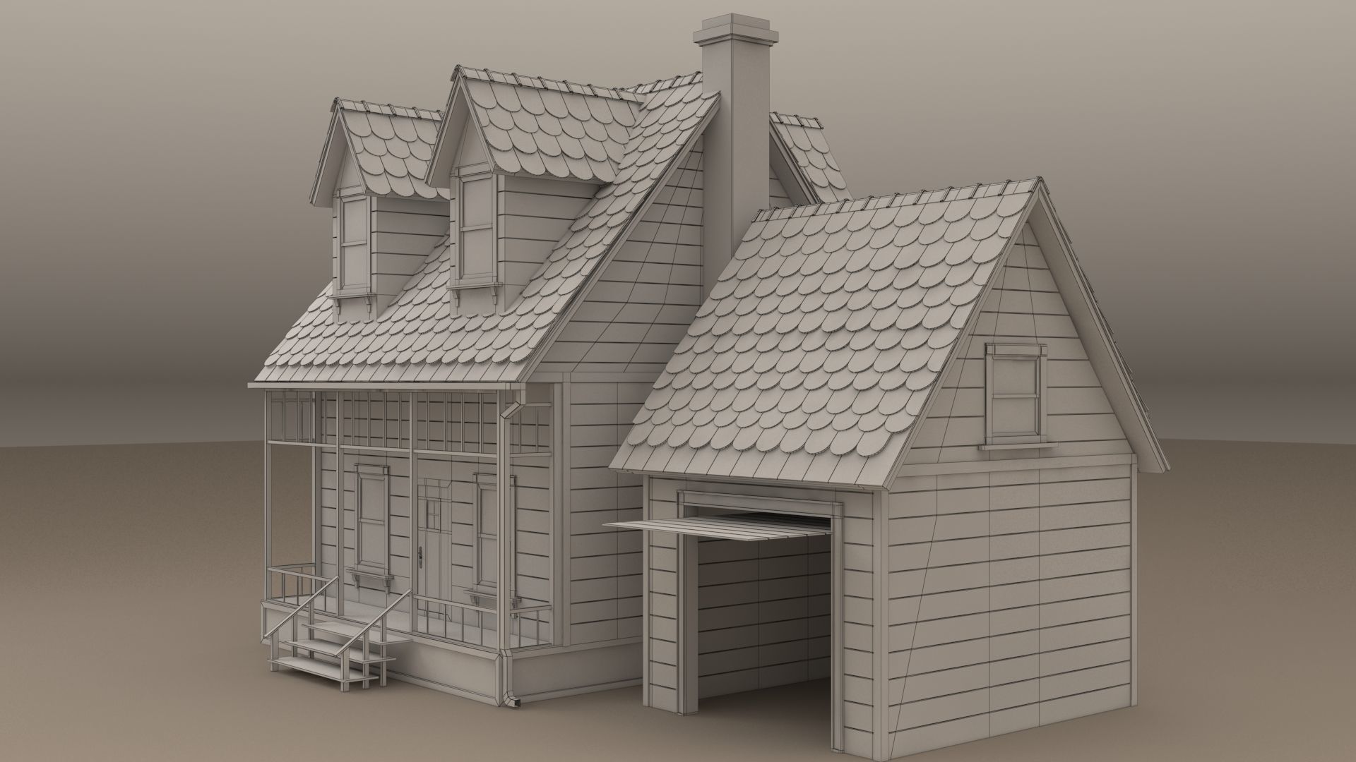 Cartoon House 3D model_7