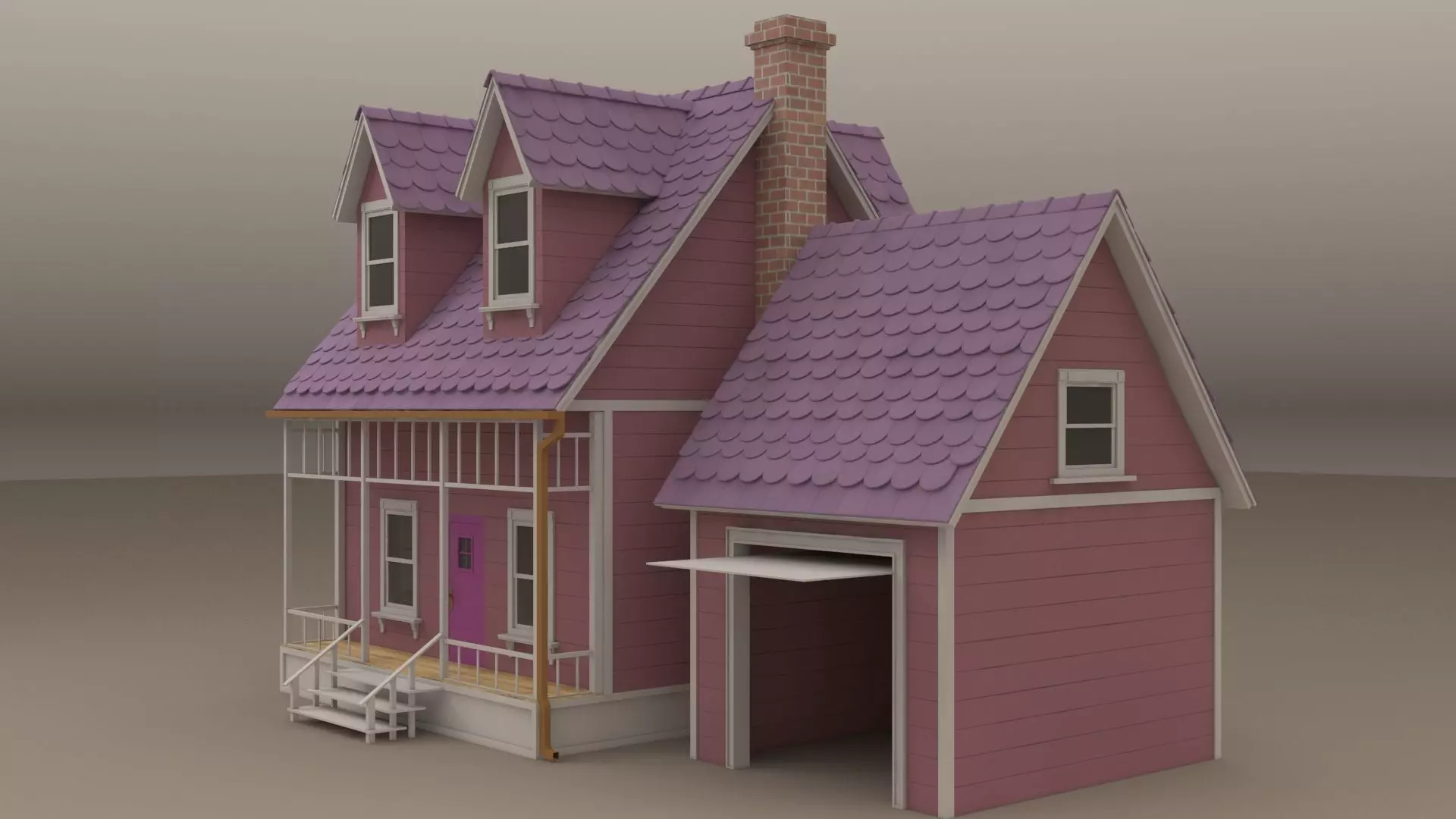Cartoon House 3D model_0
