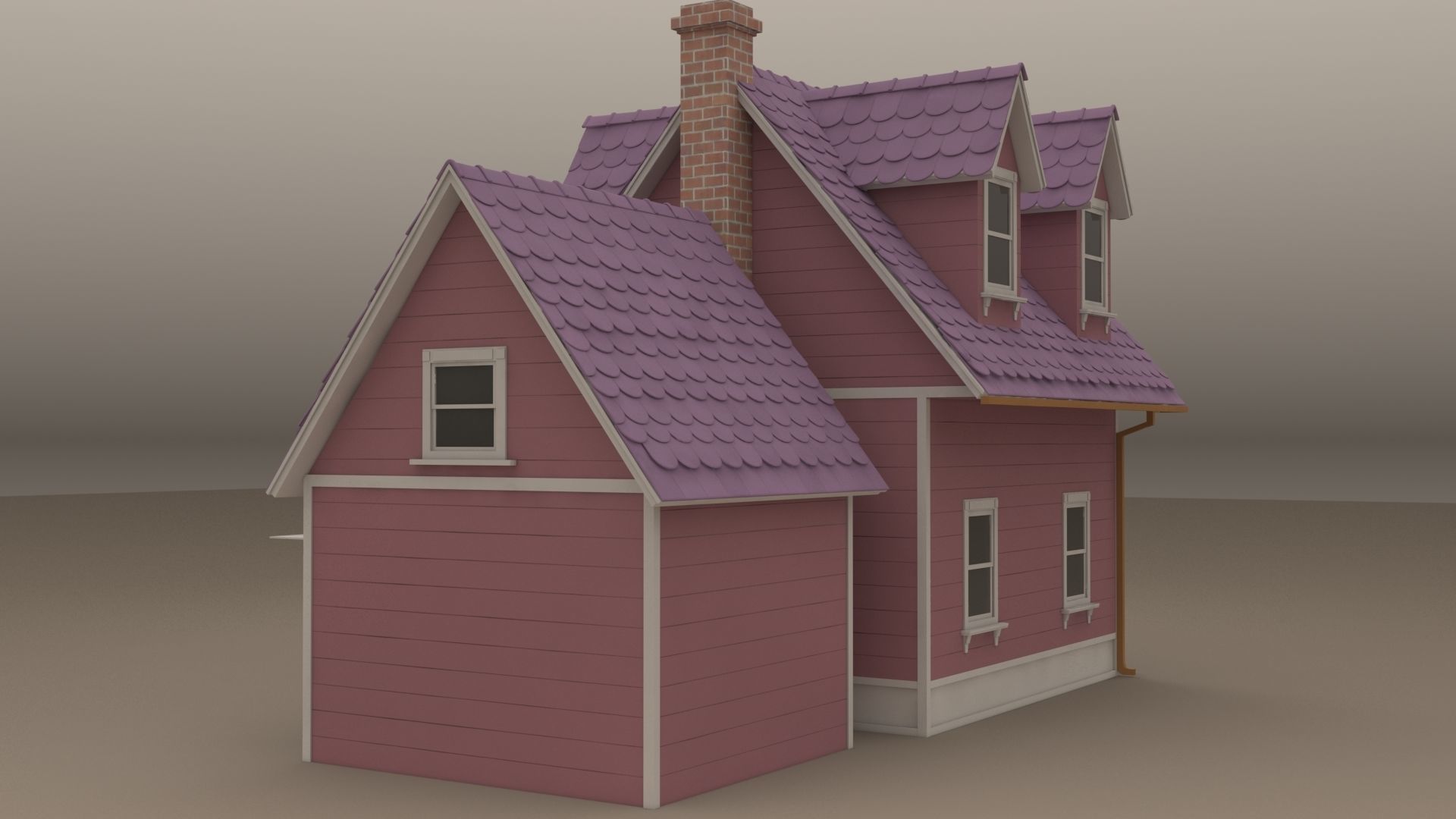 Cartoon House 3D model_3