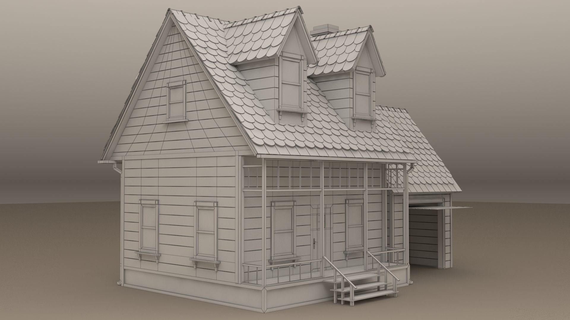 Cartoon House 3D model_8
