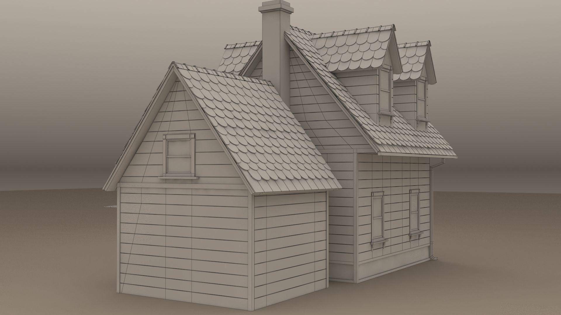 Cartoon House 3D model_10