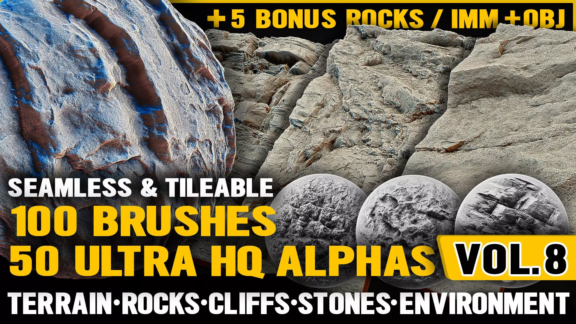 Ultra HQ Terrain Seamless Sculpt Zbrush brushes and Alphas Vol8 3D model_0