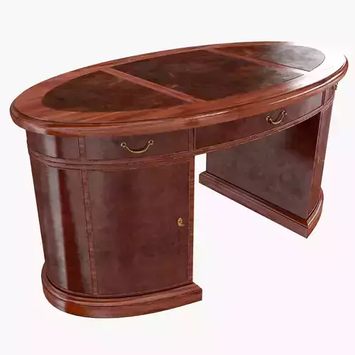 Oval Mahogany Leather Top  Desk