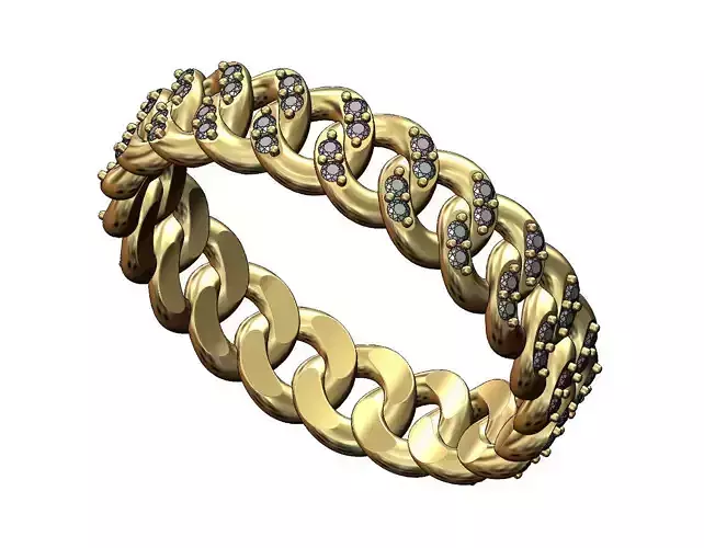 Thin diamond cuban link band US sizes 6to9