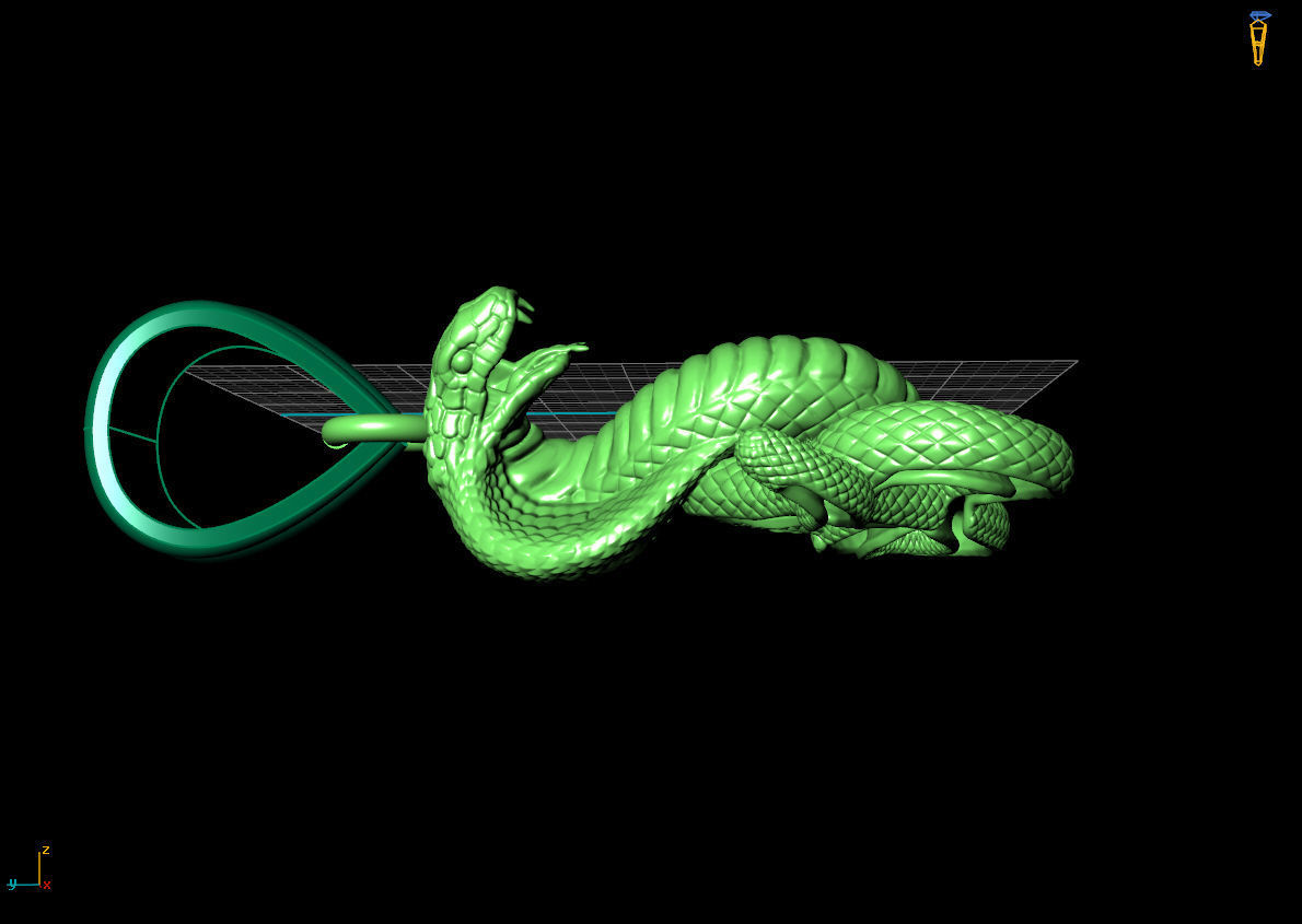 snake pendant 3D print model_2