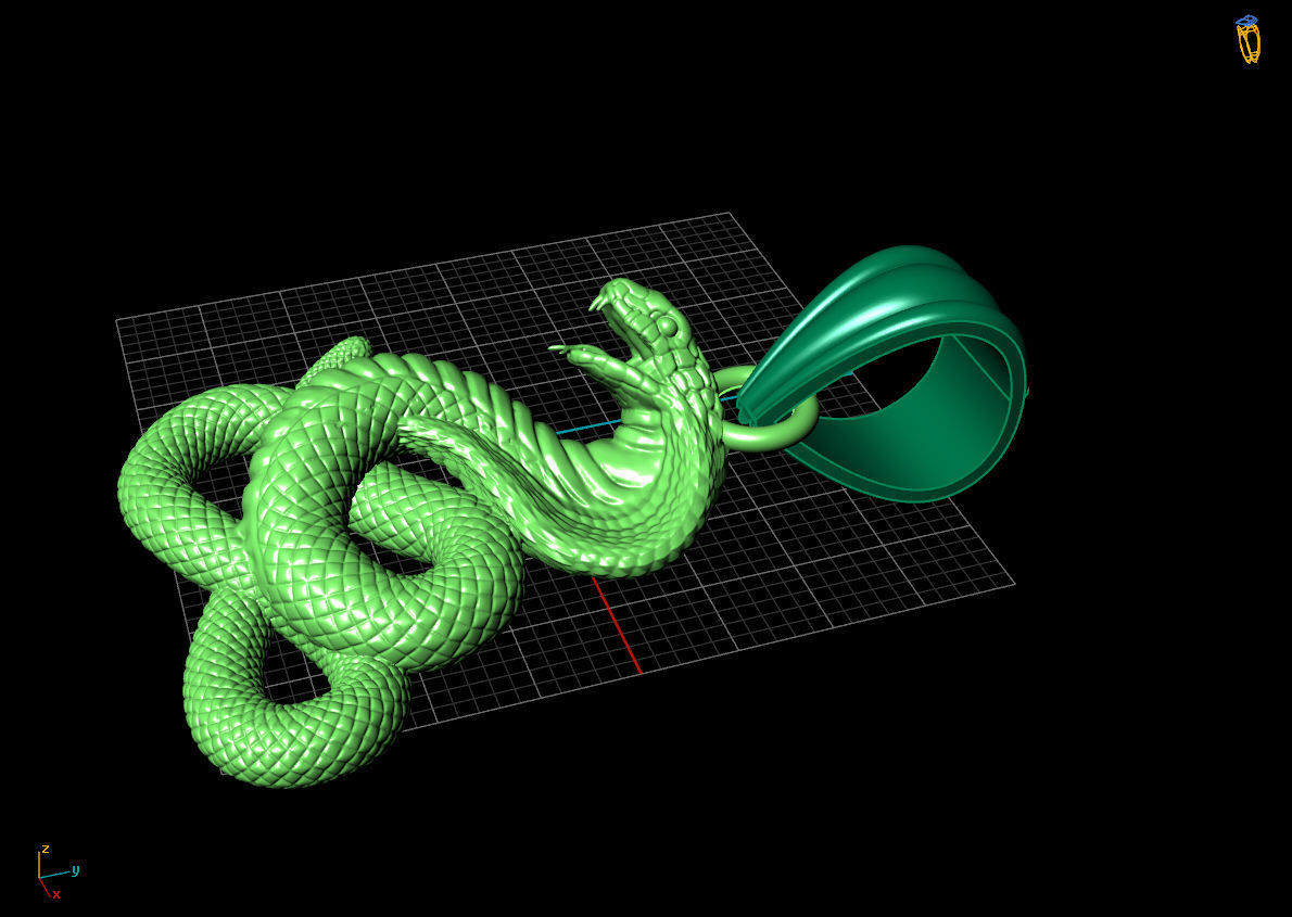 snake pendant 3D print model_3