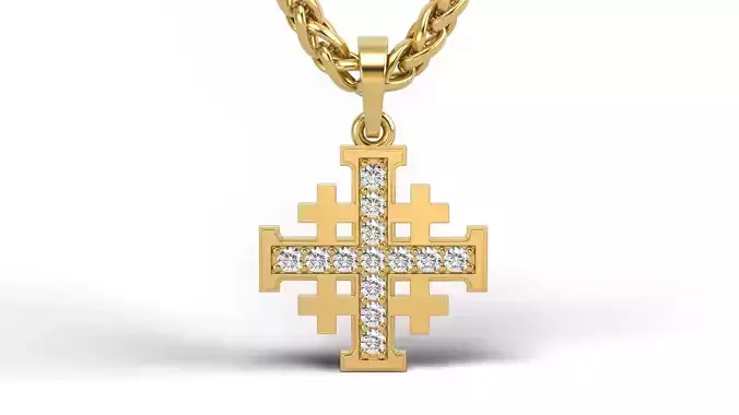 Jerusalem stone and solid cross pendant