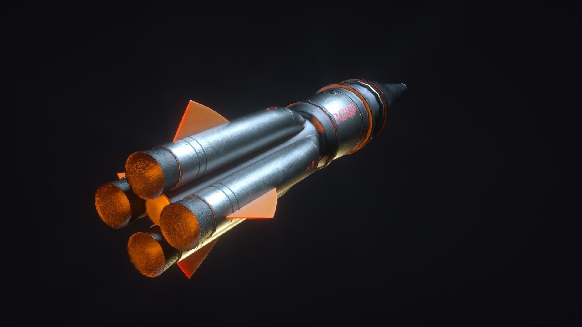 USSR rocket Low-poly 3D model_9