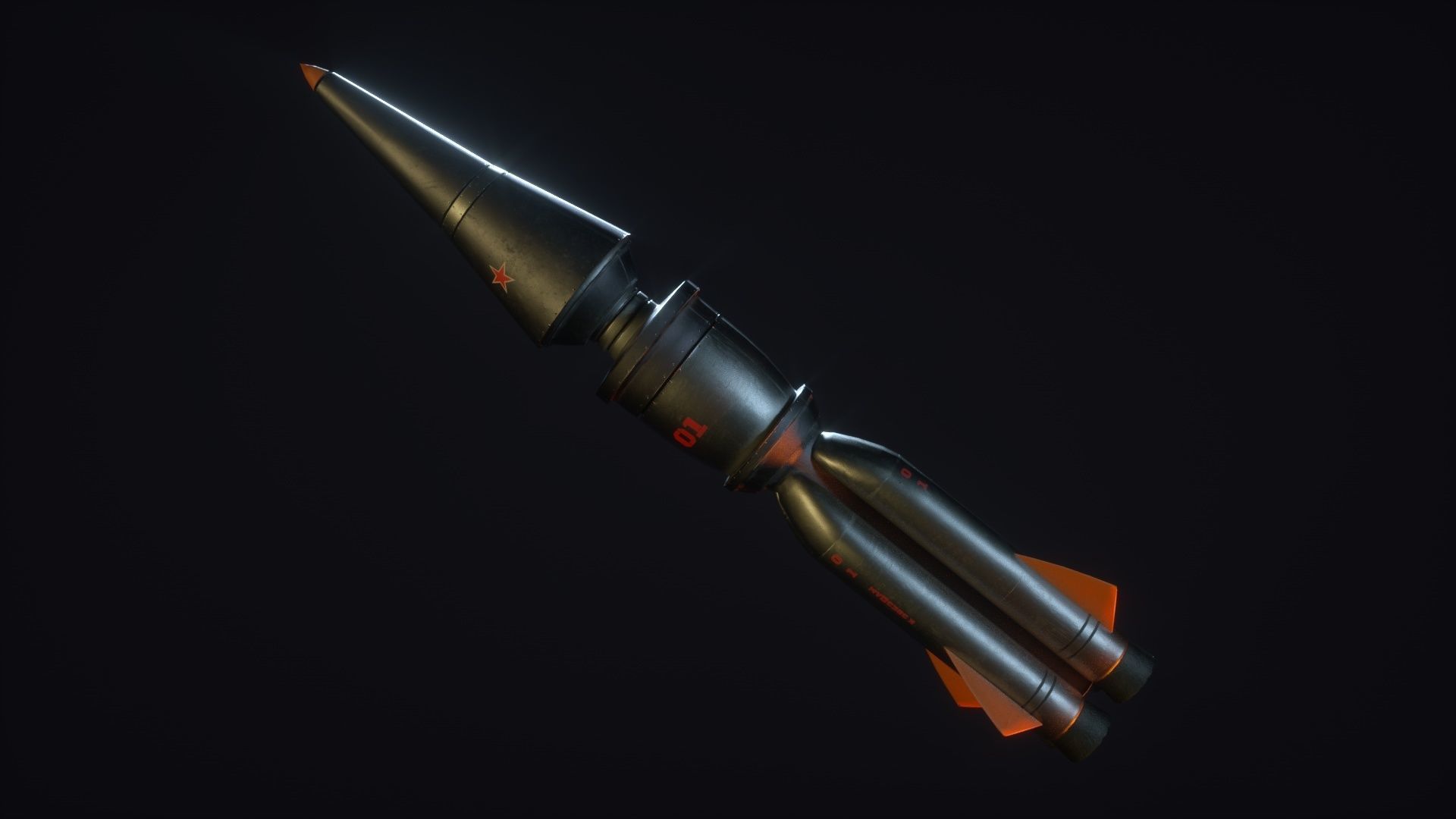 USSR rocket Low-poly 3D model_10