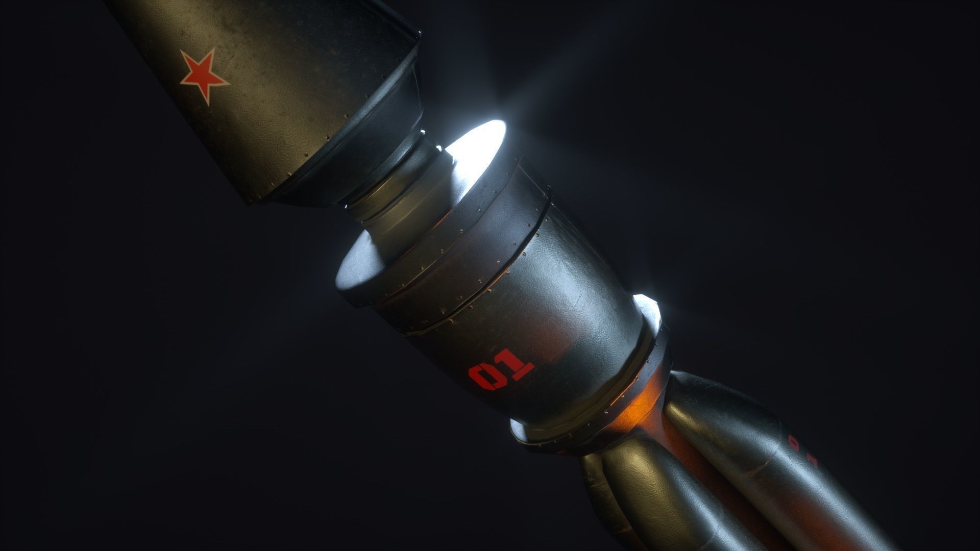 USSR rocket Low-poly 3D model_7