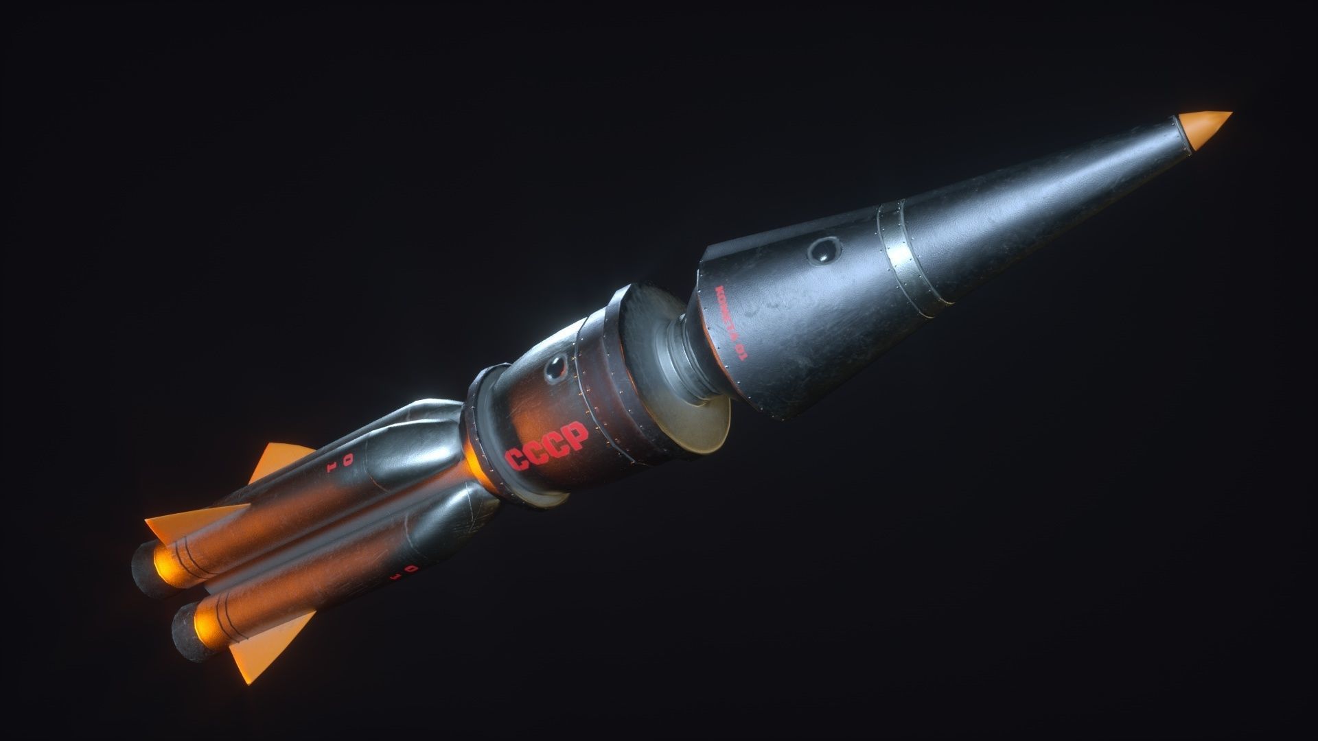 USSR rocket Low-poly 3D model_6
