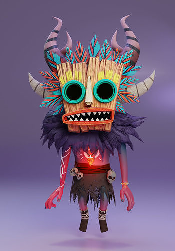 Shaman 3D model animated character with horns 3D model