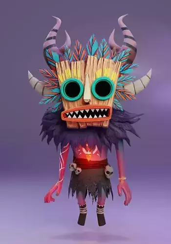 Shaman 3D model animated character with horns