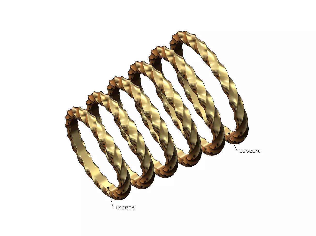 Thin twist motif stacker band US size 5to10 3D print model