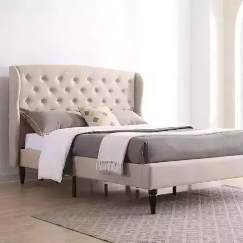 Nilah Tufted Upholstered Low Profile Platform Bed - 2 colour