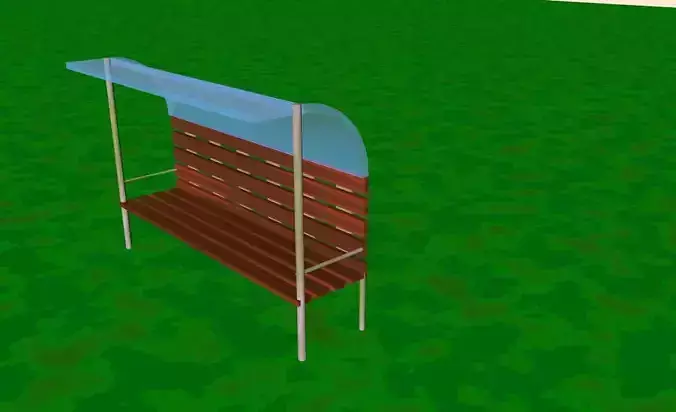 Bench park with glass canopy