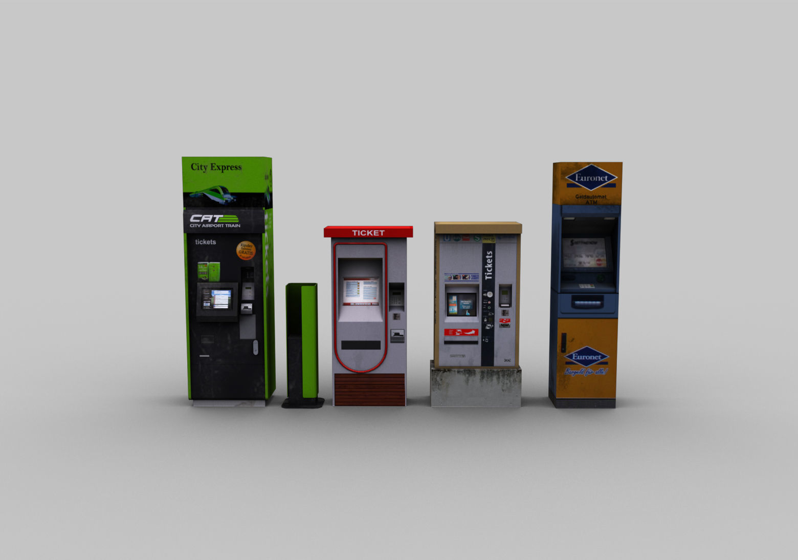 Ticket Machin Pack Low-poly 3D model_4