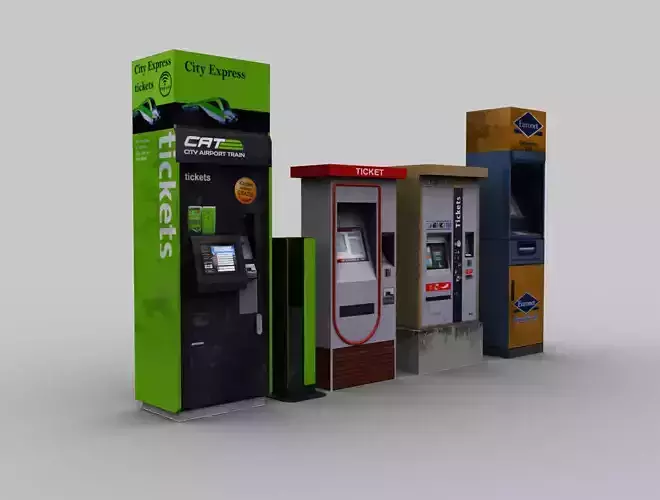 Ticket Machin Pack Low-poly 3D model Ticket Machin Pack Low-poly 3D model