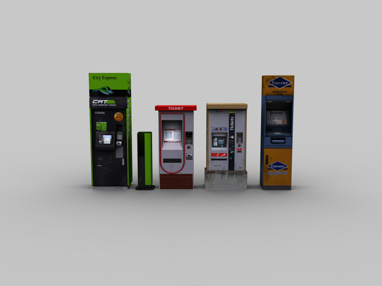 Ticket Machin Pack Low-poly 3D model_3