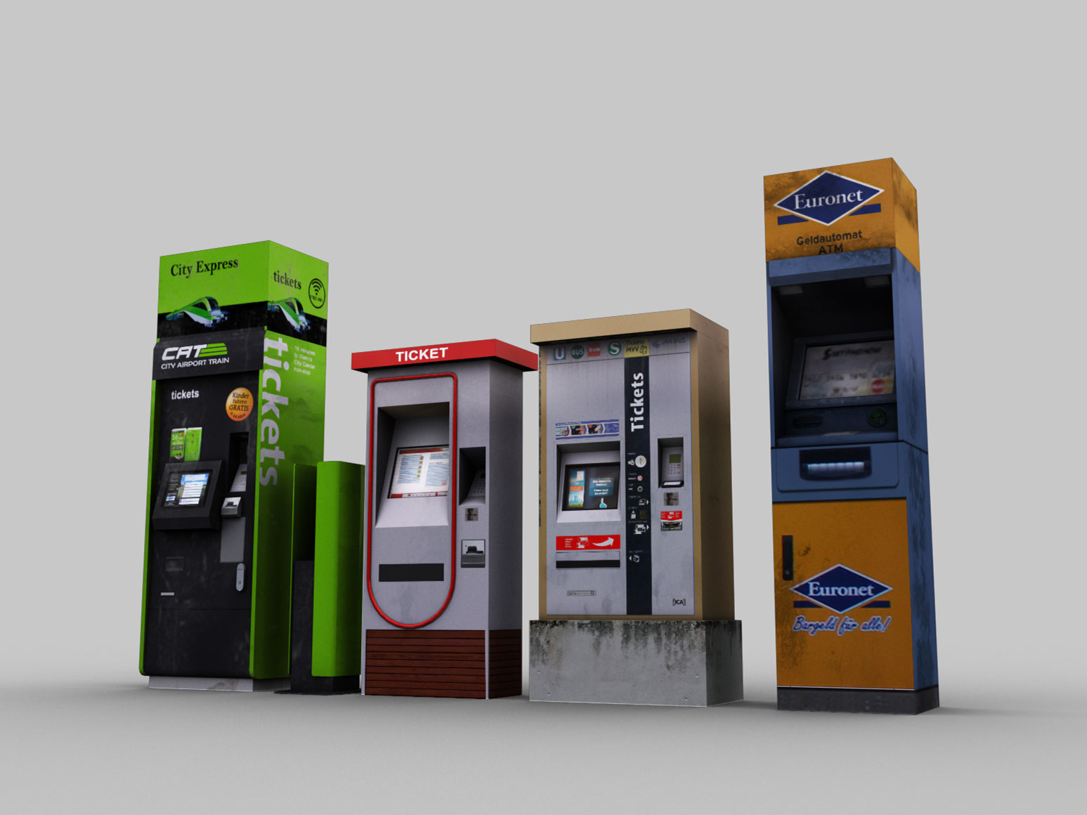 Ticket Machin Pack Low-poly 3D model_2