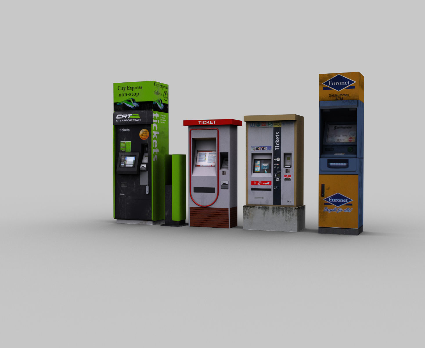 Ticket Machin Pack Low-poly 3D model_1