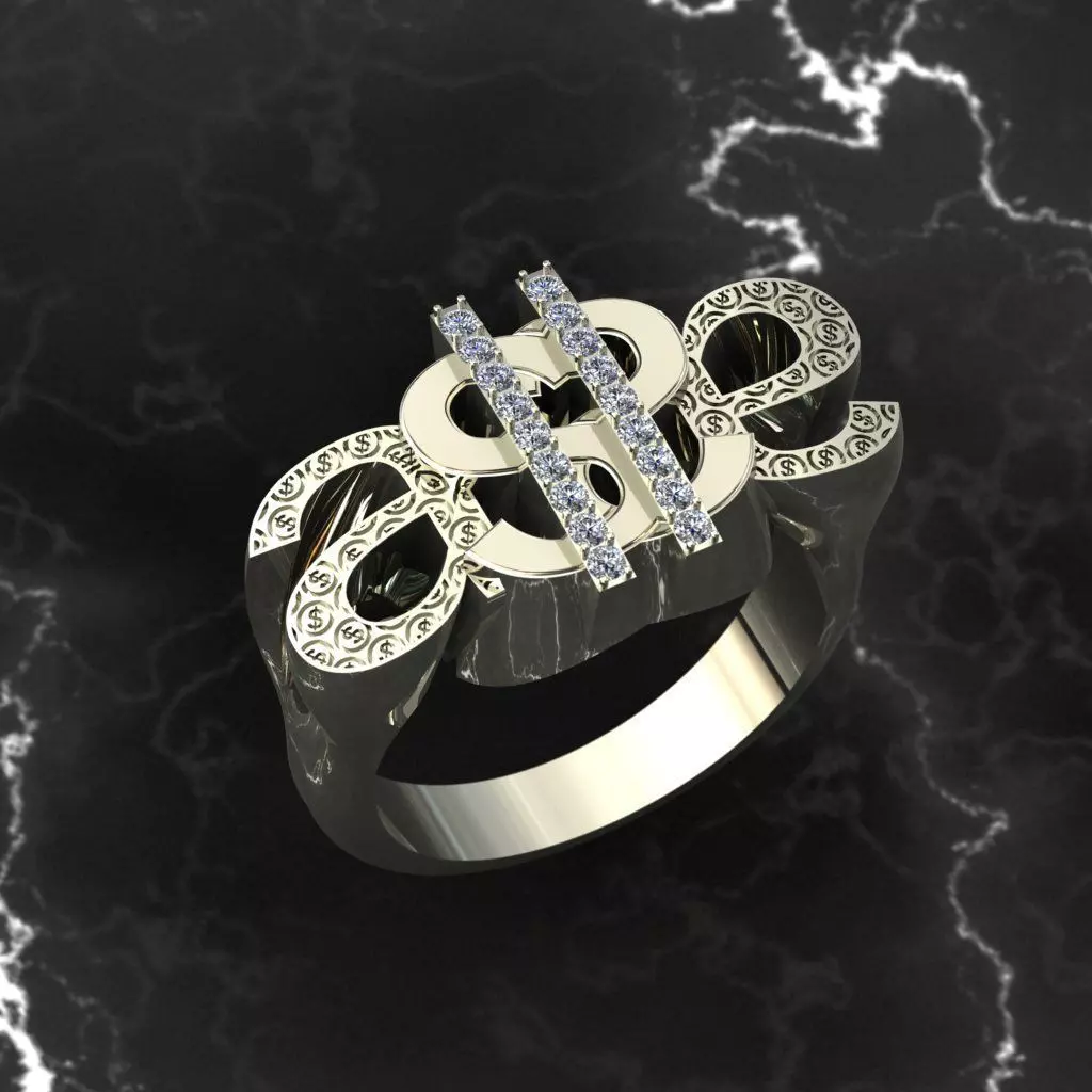 dollar ring 3D print model_0