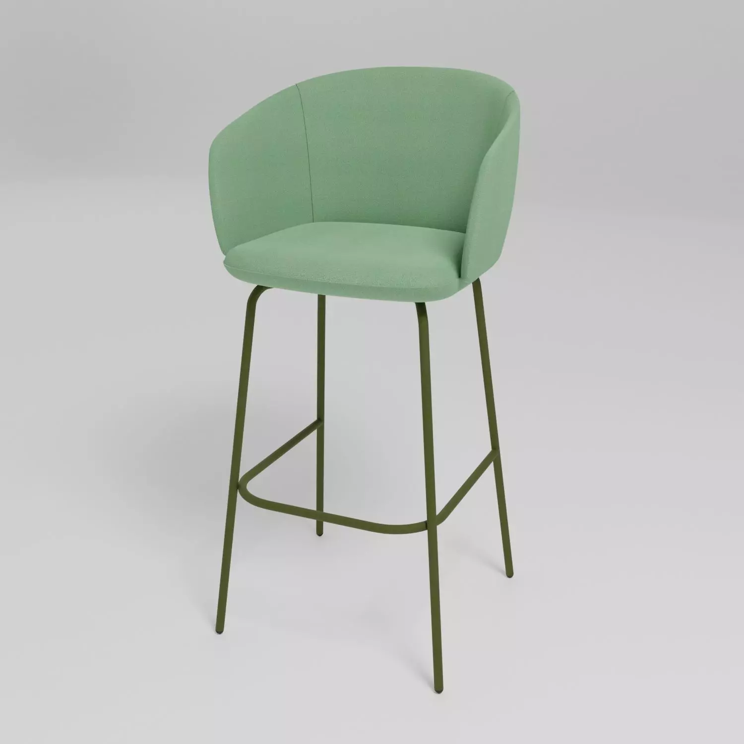 GRACE - Upholstered fabric high stool with armrests - Free 3D model