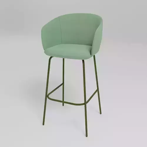 GRACE - Upholstered fabric high stool with armrests -