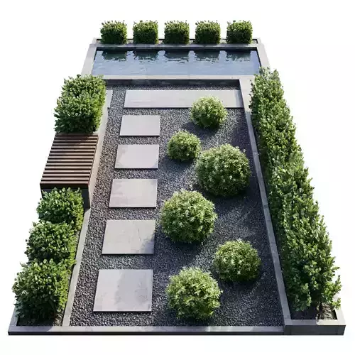 Backyard 1 plan of garden 3D model