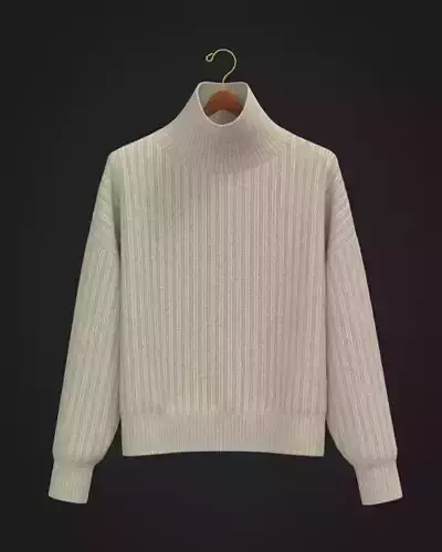 realistic rib knit wool sweater 3d model